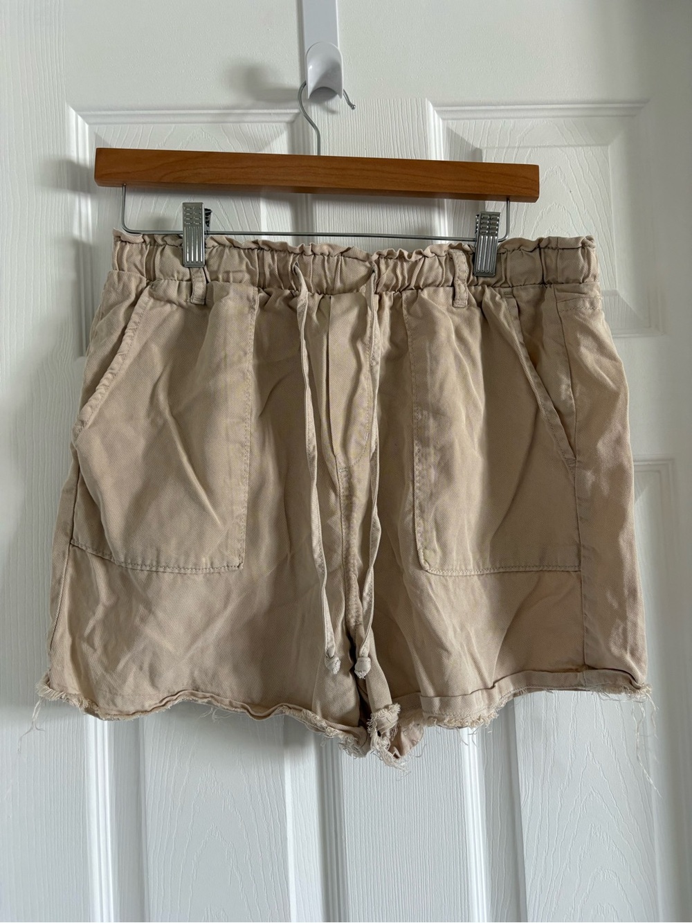 Dex Beige Drawstring Casual Women's Shorts